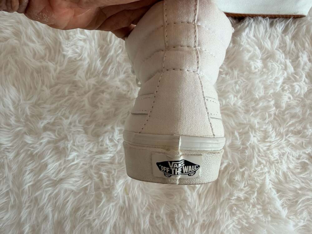 Vans Sk8-Hi White Canvas High Top Sneakers Women's Size 7 - Picture 5 of 7